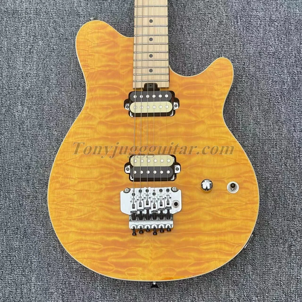 

Edward Van Halen Wolf Music Man Ernie Ball Axis yellow Flame Maple Top Electric Guitar Tremolo Bridge Back Cover In Stock