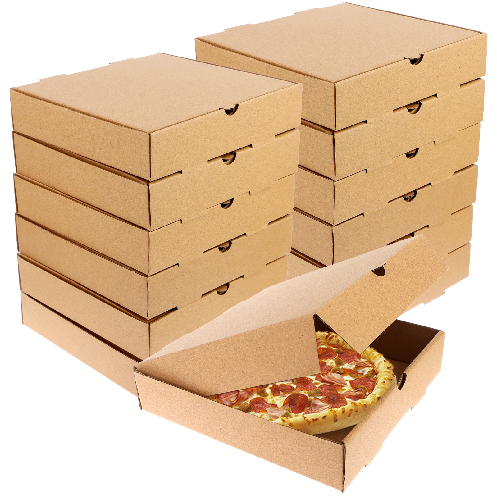 

12pcs 7.3 Pizza 7.3 Cartons Container Cardboard Kraft Pizza Boxes 1.57" Corrugated X Boxes Boxes For Home Restaurant Pizza X