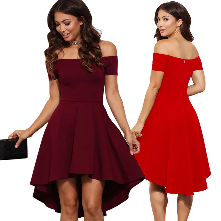 

2022 One-Line Neck Dress Slim Mid Skirt party dress