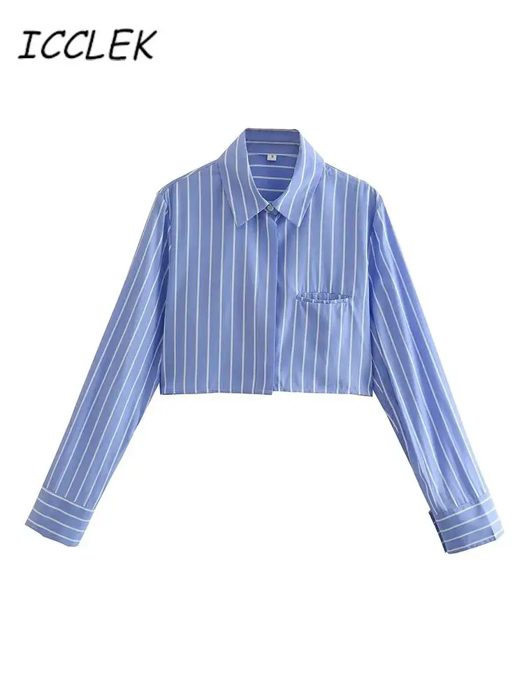 

Traf Y2k Shirt and Blouse for Women Office Lady Tops Fall Spring Button Shirt Striped Blouse Top Pink Shirt Checked Cropped Tops