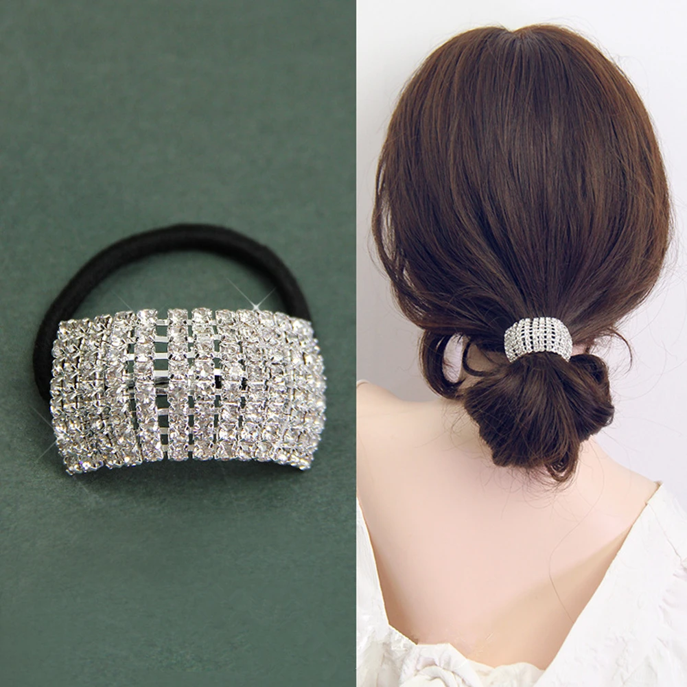 

Xiwstar Fashion Women's Bling Crystal Rhinestone Hair Ties Ropes Bands Elastics Scrunchies Accessories