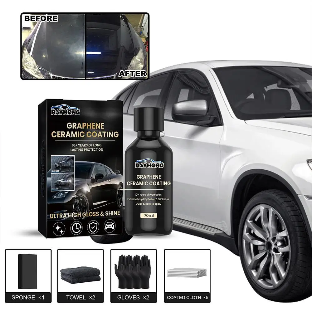 Graphene Ceramic Car Coating 10H for Cars 7+ Years of Protection Apply After Car Wash Clay Bar Car Buffer Polisher Motorcycle