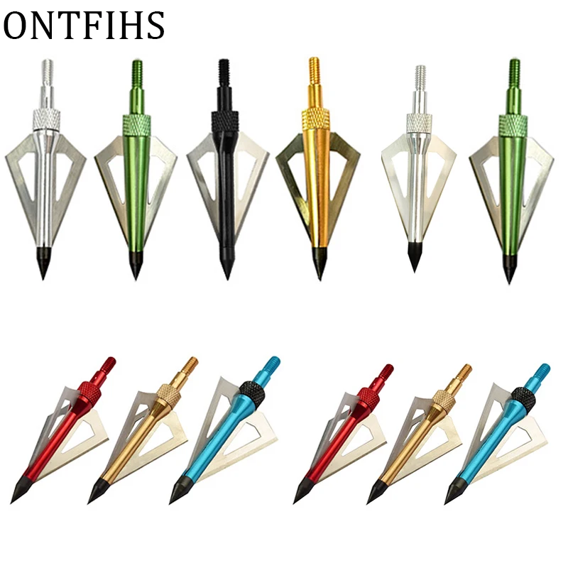 12 шт. наконечники стрелы для стрельбы из лука 100 зерна с 3 фиксированными лезвиями