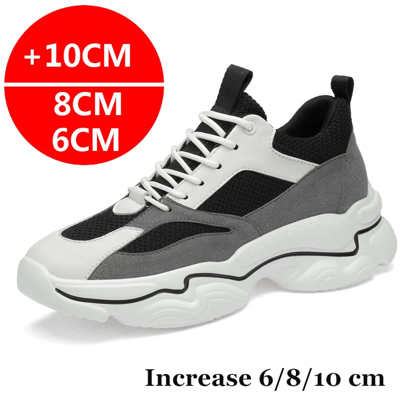 

Sneakers Men Elevator Shoes 8cm Height Increase Shoes For Man Casual Height Insole 8CM Hidden Inner High rise Taller Shoes