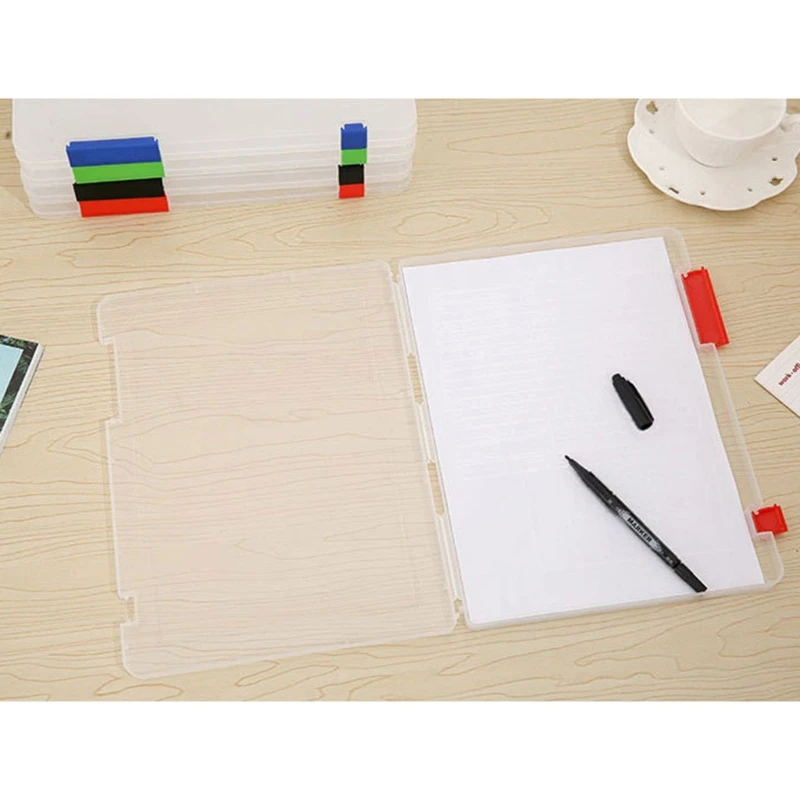 

Коробка для хранения документов A4/A5, органайзер для бумаги и документов, прозрачный контейнер с пряжкой, принадлежности для прозрачного сто...