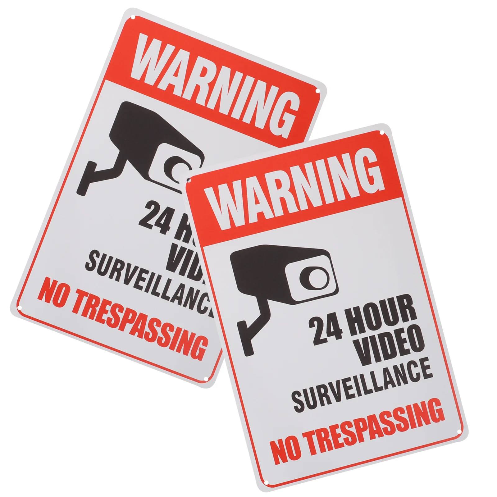 

2 pcs No Trespassing Sign 24 Hour Video Signs Security Sign for Warning