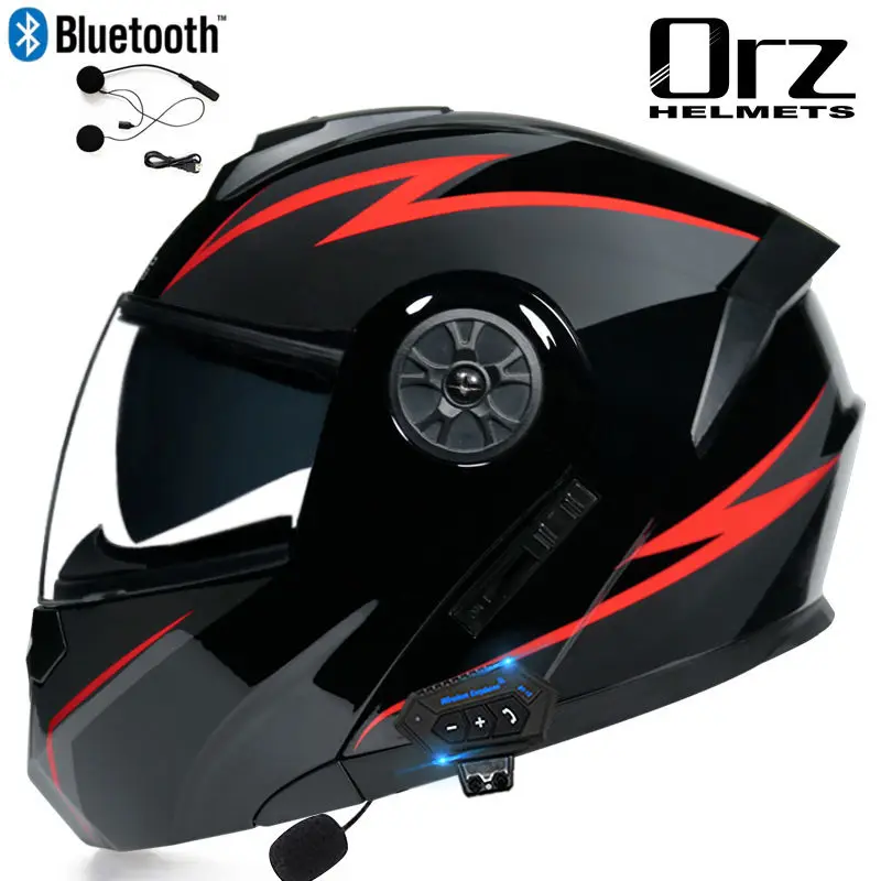 Orz motorcycle helmet full helmet men and women double lens bluetooth uncovered helmet scooter bluetooth helmet enlarge