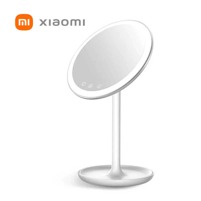 

Зеркало для макияжа Xiaomi Mijia Angel, настольное одностороннее регулируемое круглое светодиодное зеркало с подсветкой, с аккумулятором