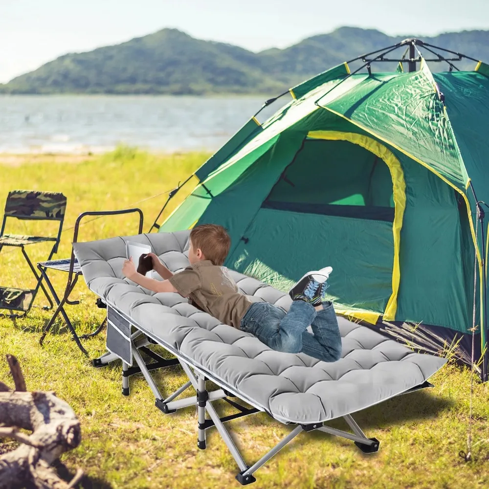 

Folding Camping Cot Portable with Mattress Nylon Storage Bag 2 Pack