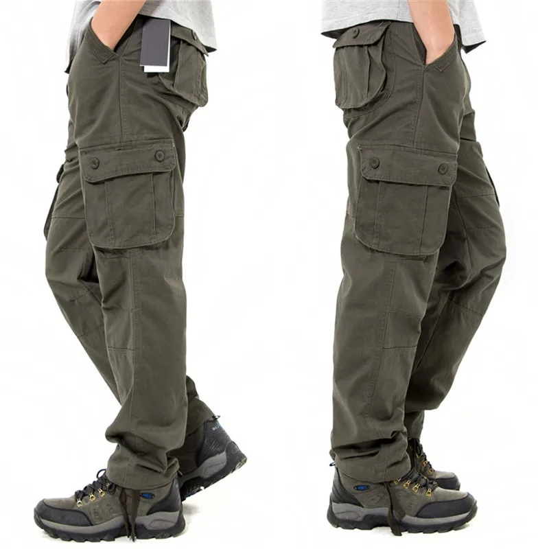 

2022 Mens Tactical Cargo Pants Male Loose Casual Trousers Army Military Combat for Calca Tatica Masculina