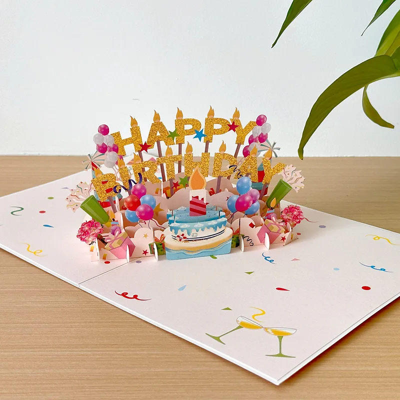 Новая креативная бумажная скульптура со скелетом на день рождения 3D-карта