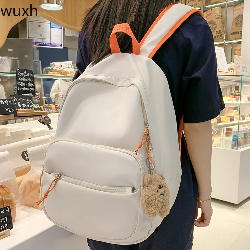 Простой модный нейтральный студенческий рюкзак однотонная Вместительная