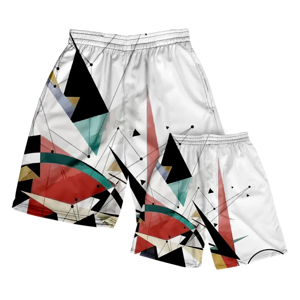 

New Summer 2022 Men Shorts Hawaii Swim Surf Outdoor Sports Running Casual Beach Geometry Lattice Print Loose Cool Easy Dry Pants