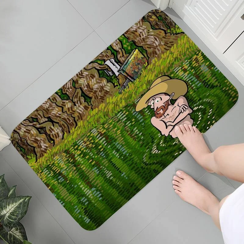 

Kid Entrance Soft Anti-slip Rug Floor Hallway Mats Art Room Life of Vincent Van Gogh Art Room Carpets Parlor Mat Bath Mats