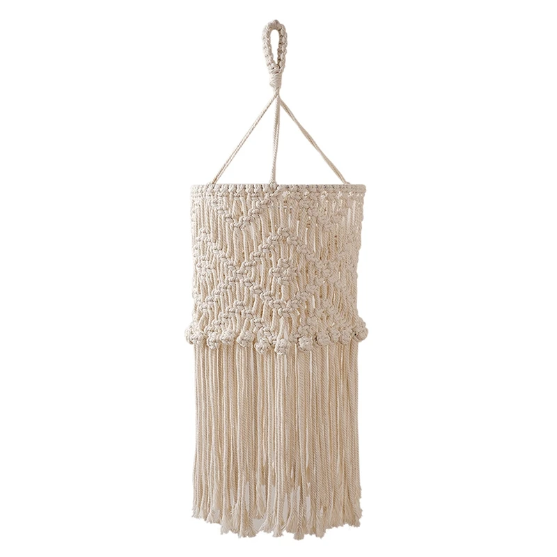 

Hand Knitting Lamp Shade Ceiling Light Shade Fitting, Boho Geometric Art Decor For Living Room Bedroom Patio