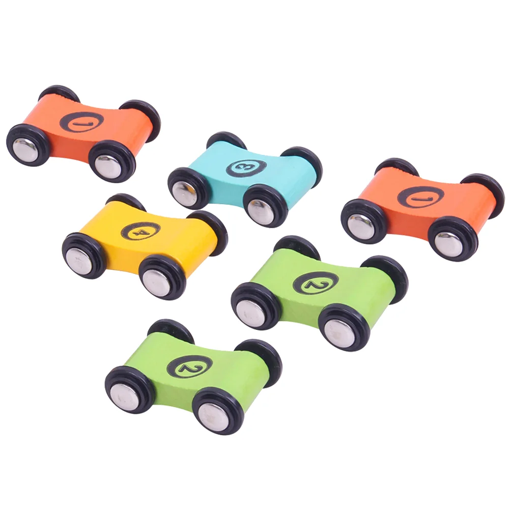 

6 Pcs Mini Race Car Wooden Model Children Cognitive Racing Toy Education Toys Board Game Bamboo Kids