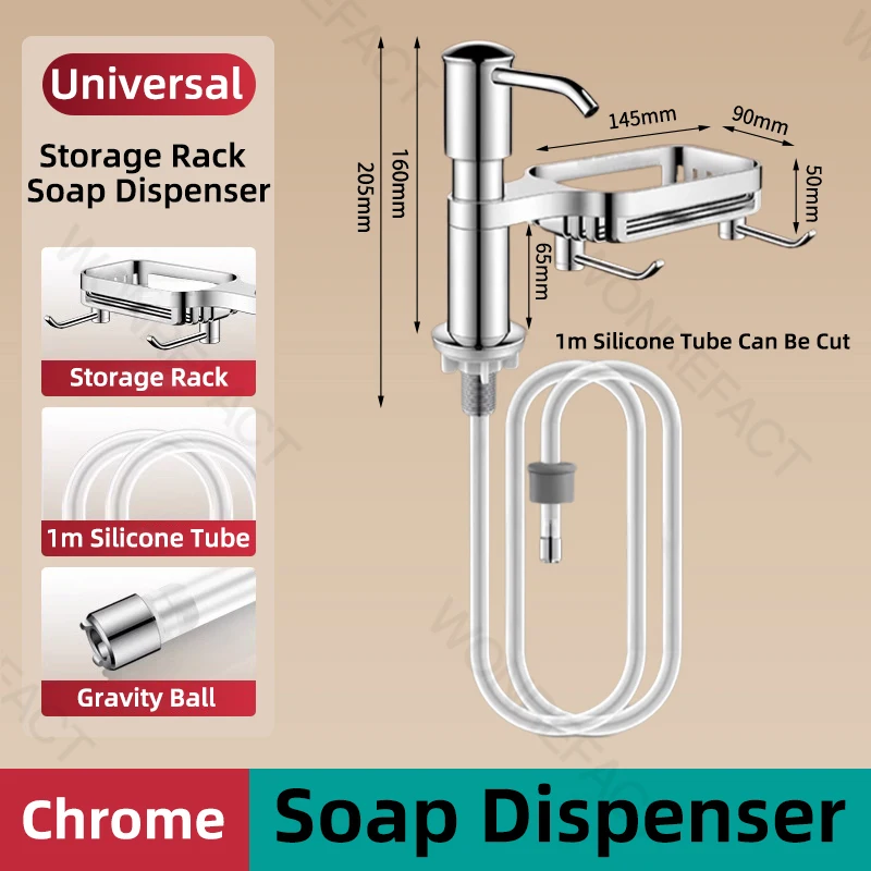 

Дозатор для мыла для кухонной раковины Дозатор для мыла для раковины с крючком для лотка Удлинительная трубка Моющее средство Столешница для мытья посуды Дозатор для жидкого мыла