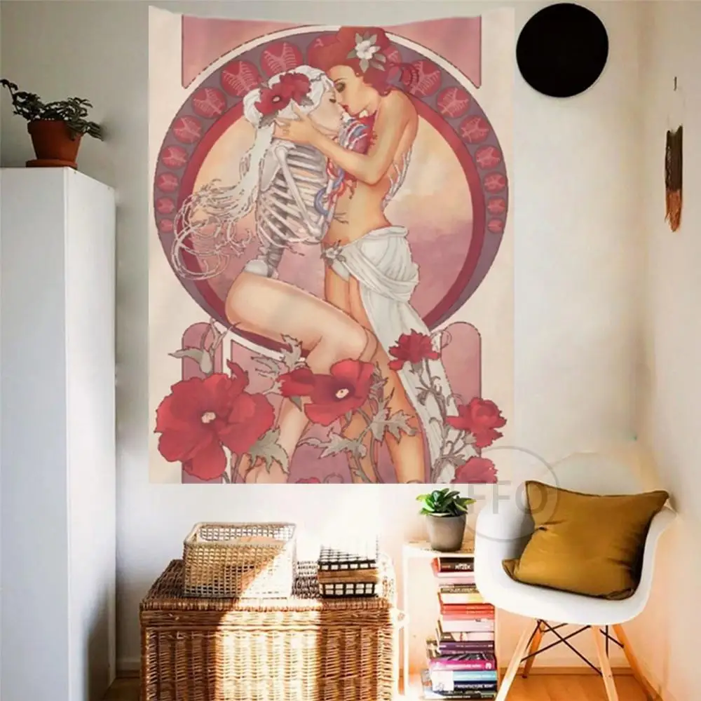 

Baphomet Tarot Tapestry Wall Hanging Medieval Witchraft Divination Tapestry Aesthetic Tapestries Decoration Bedroom For Office