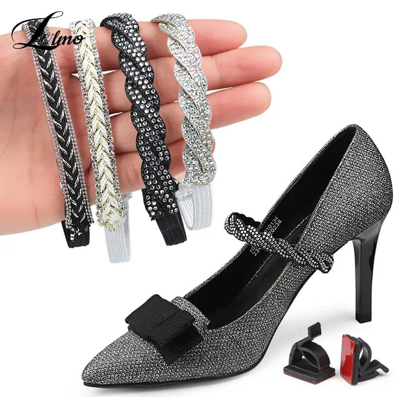 

1Pair Pearl Women Shoeslaces For High Heels Decorations Buckle Lazy Shoelaces Elastic Band Anti Falling Heel Non-Slip Belt Strap