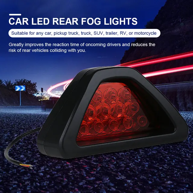 Universal Brake Signal Lamp Super Bright Rear Fog Lamp 12 LED Rear Tail Pilot Lamp for Auto Vehicle SUV for Truck Car Motorcycle 2