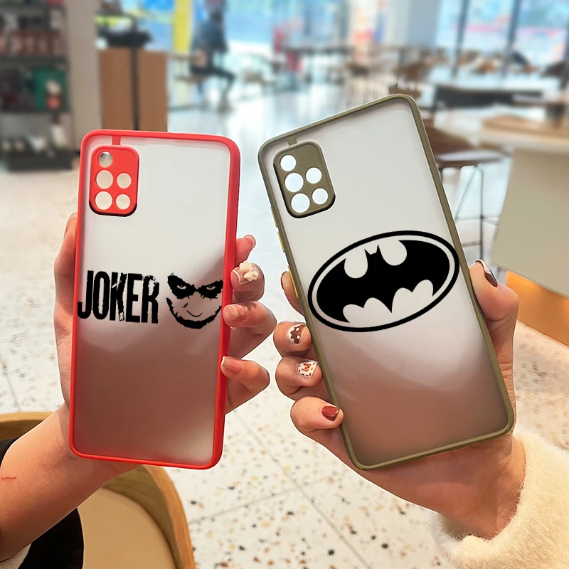 

Batman Superman Clown Logo For Samsung A72 A71 A70 A50 A52 A51 A42 A32 A22 A21S A12 A33 A53 Frosted Translucent Phone Case