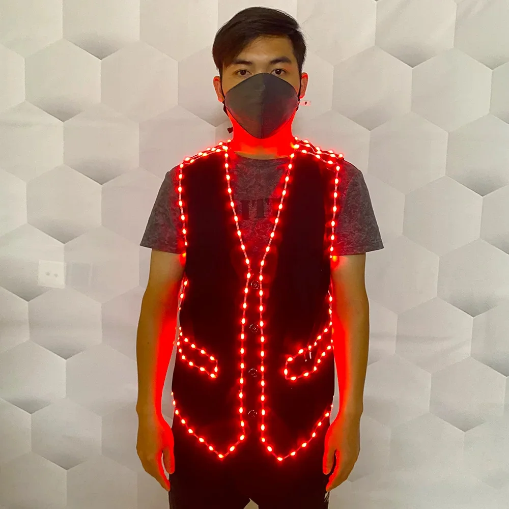 Новый дизайн RGB полноцветный светодиодный жилет шляпа костюмы светящиеся