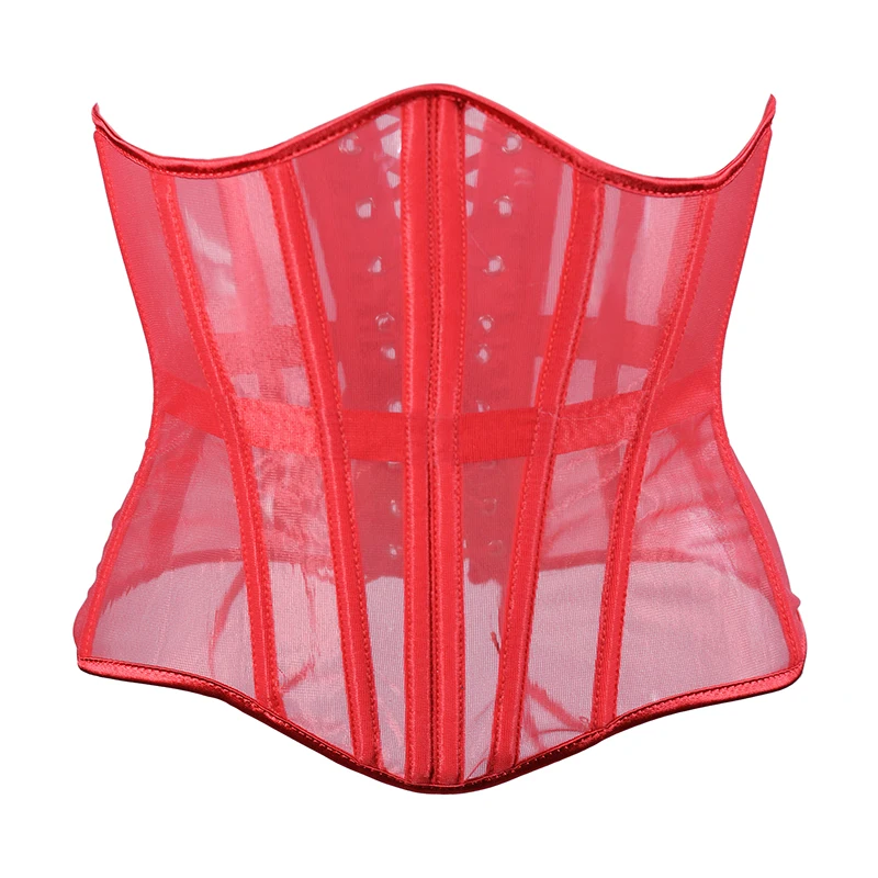 2023 Sexy Womens Mesh Underbust Corsets 11 inch Lace Up See Through Slimming Bustiers Waist Trainer Cincher Body Shaper Lingerie
