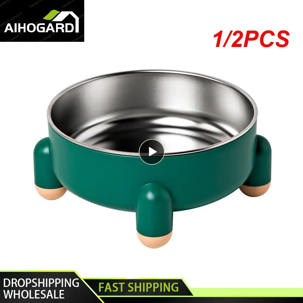 

1/2PCS Pet Bowl High Leg Neck Protection Pet Stainless Steel Dog Bowl Dog Food Bowl Dog Washbasin Anti-slip Anti-collision Pet