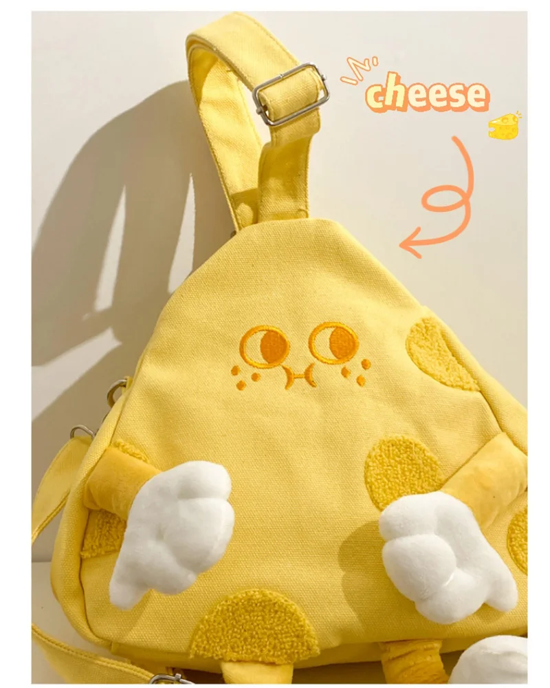 

Cute Cheese Canvas Tote Bag School Shoulder Bag Fashion Book Tote Handbags for Girls Women, Reusable Washable and Ecofriendly