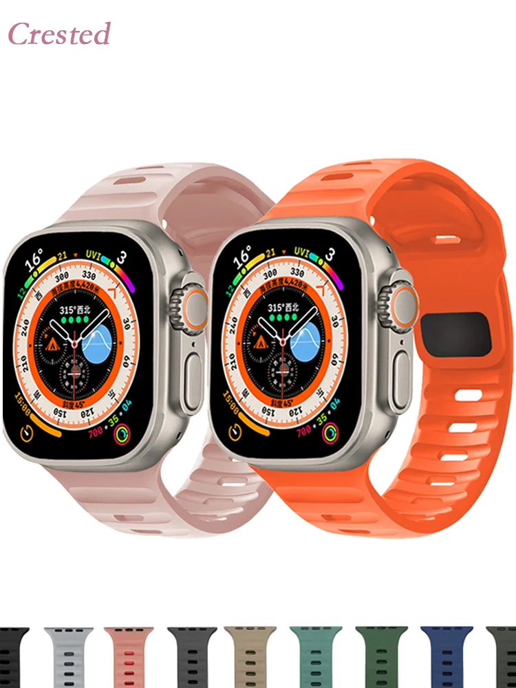 

Silicone Strap For Apple Watch Ultra Band 49mm 44mm 45mm 42mm Sport Bands Correa Watchband bracelet iWatch Serises 8 7 6 5 se