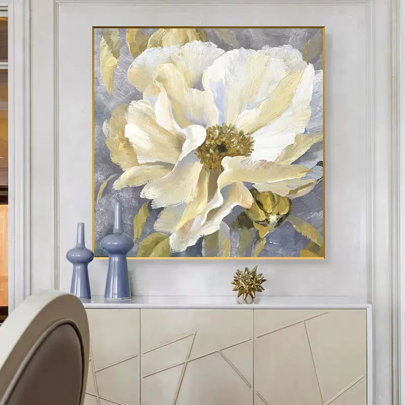 OQ 100% ручная работа абстрактная белая Цветочная картина маслом на холсте