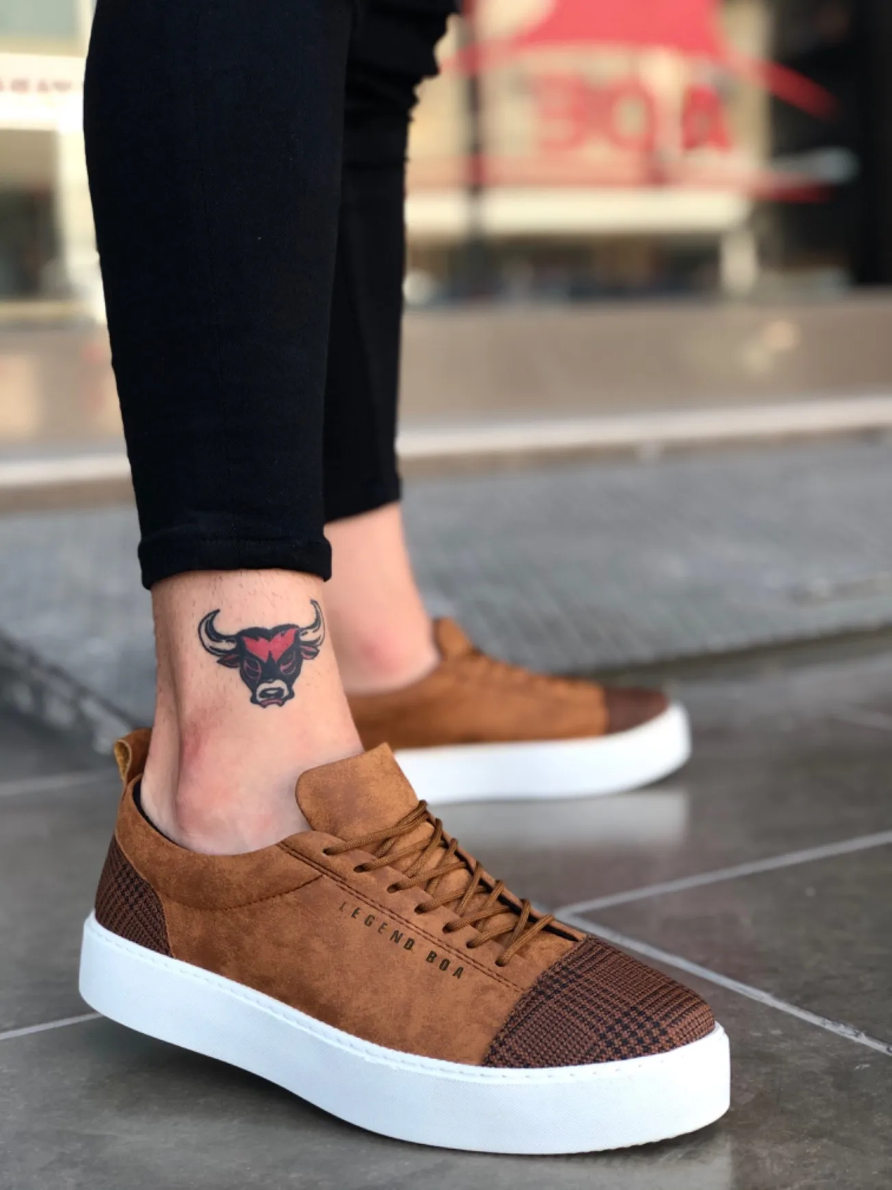 Спортивная классическая мужская обувь BA0104 в клетку на шнуровке |