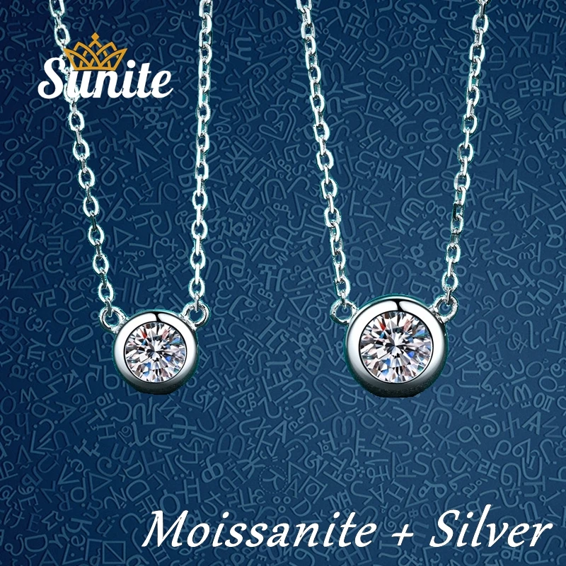

Sunite 0.5ct 1.0ct Moissanite Diamond Bubble Pendant Necklace For Women Girls 925 Sterling Silver Fine Jewelry Gift Freeshipping