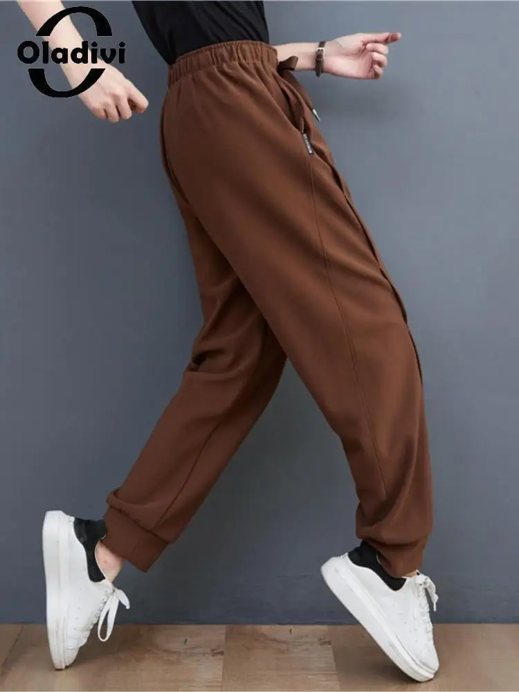 

Oladivi Large Size Women's Elastic Waist Harem Pants 2022 Spring Autumn New Casual Loose Bottoms Ladies Oversized Trousers 3267