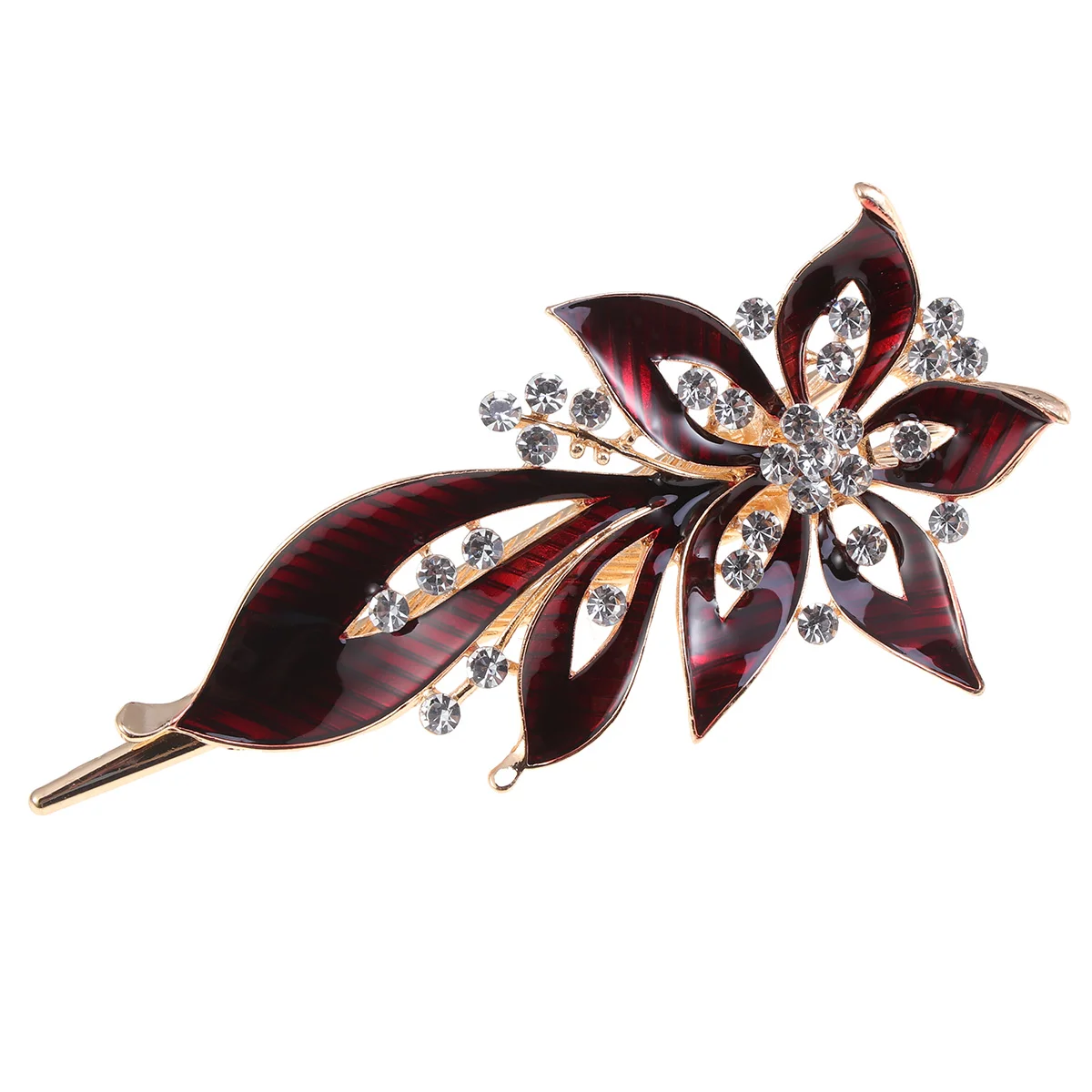 

Water- drill Alloy Leaves Shape Hair Clip with Pinch for Ladies ( Red )
