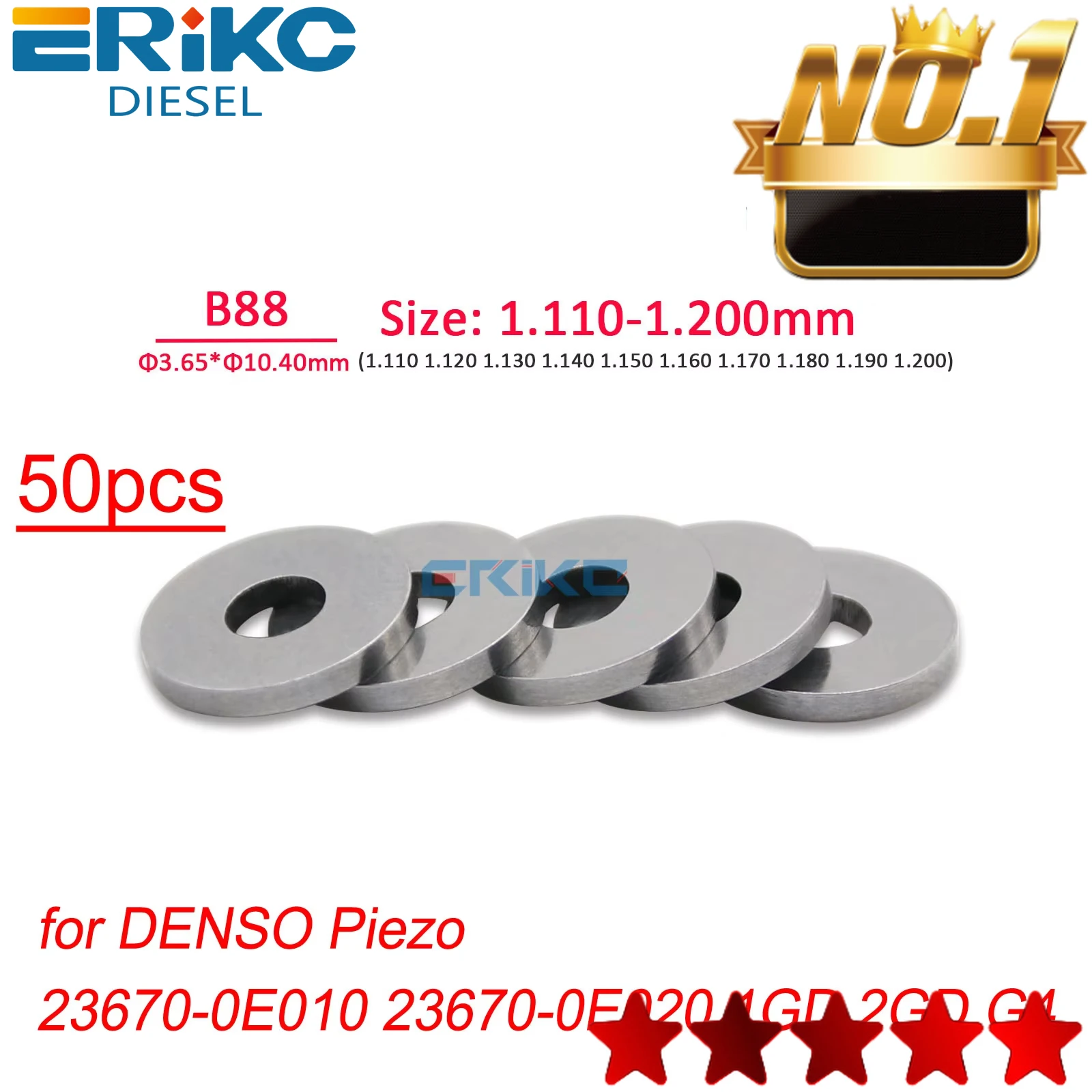 

23670-0E010 23670-0E020 B88 Прокладка топливной форсунки G4 Клапанная пластина 295040-9440 Толщина 1,11-1,20 мм для пьезо 1GD 2GD 50 шт.