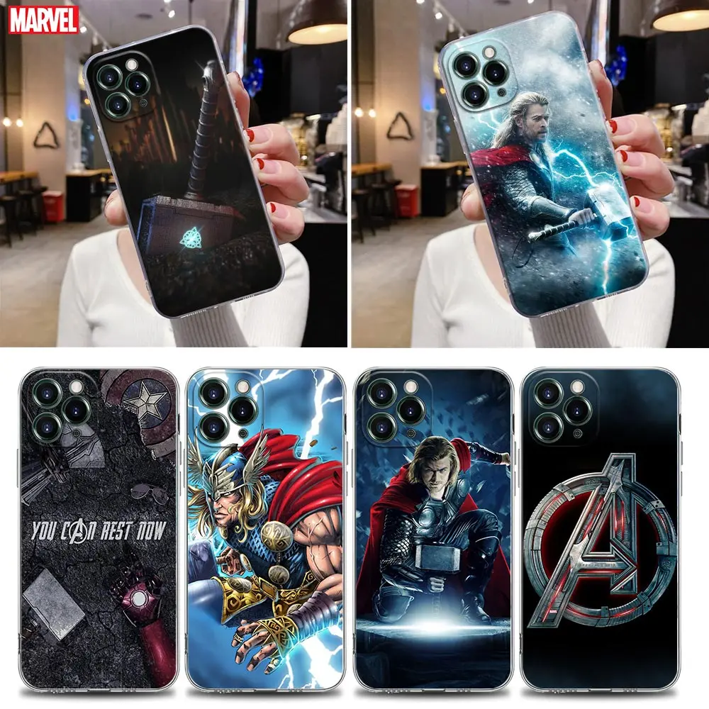 

Clear Phone Case For Apple iPhone 13 12 11 mini Pro Max XS X XR 7 8 6 6s Plus SE 3 2020 Soft Cover Thor Hammer Marvel Hero Cases