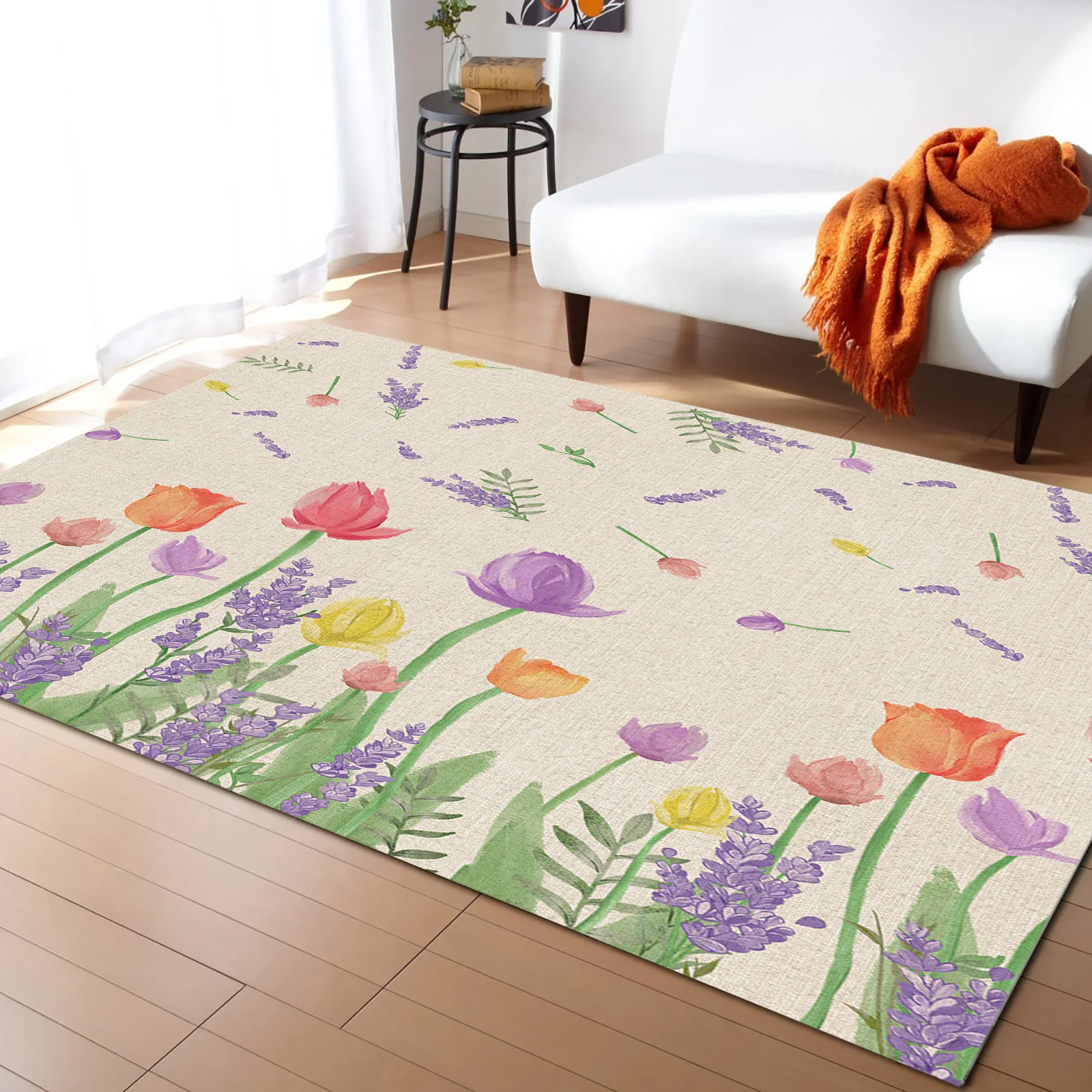 

Тюльпан, лаванда, растения, ковры для спальни, современные коврики для гостиной, домашний Декор отеля, большие коврики с принтом