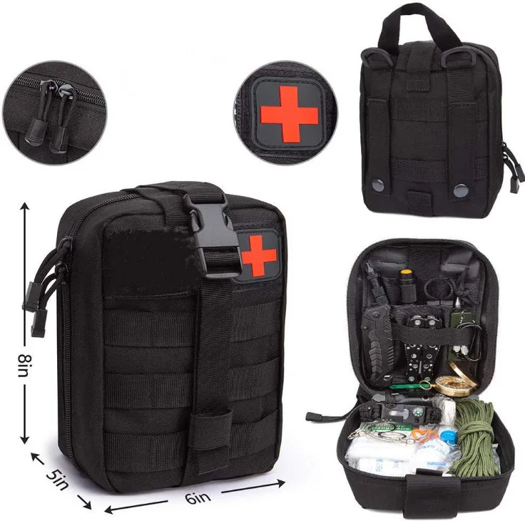 Riñonera táctica militar EDC Molle, bolsa de SOS para exteriores, Kit Médico del Ejército, cinturón, mochila de caza, supervivencia, primeros auxilios