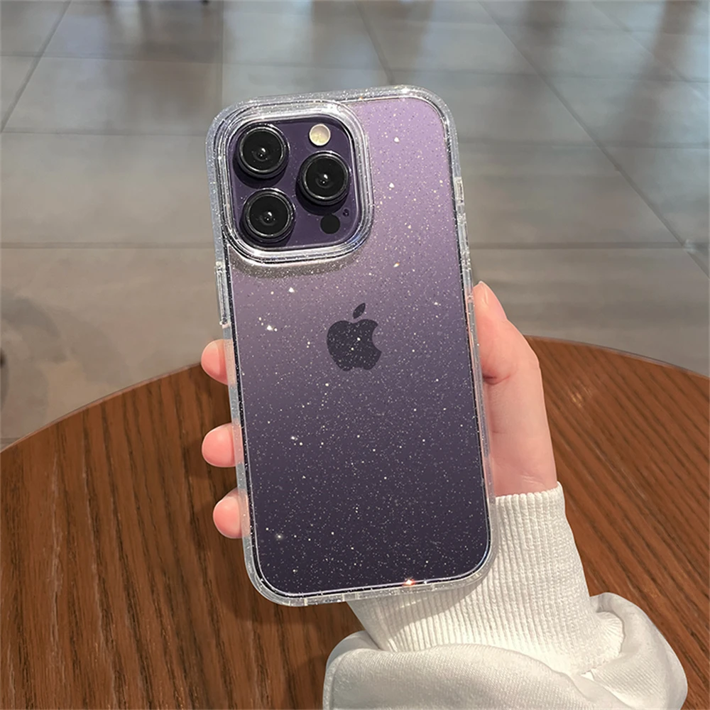 

Luxury Bling Glitter Transparent Case For iPhone 14 Pro Max 13 12 11 X XR XS 7 8 Plus SE 2022 Clear Soft Shockproof Bumper Cover