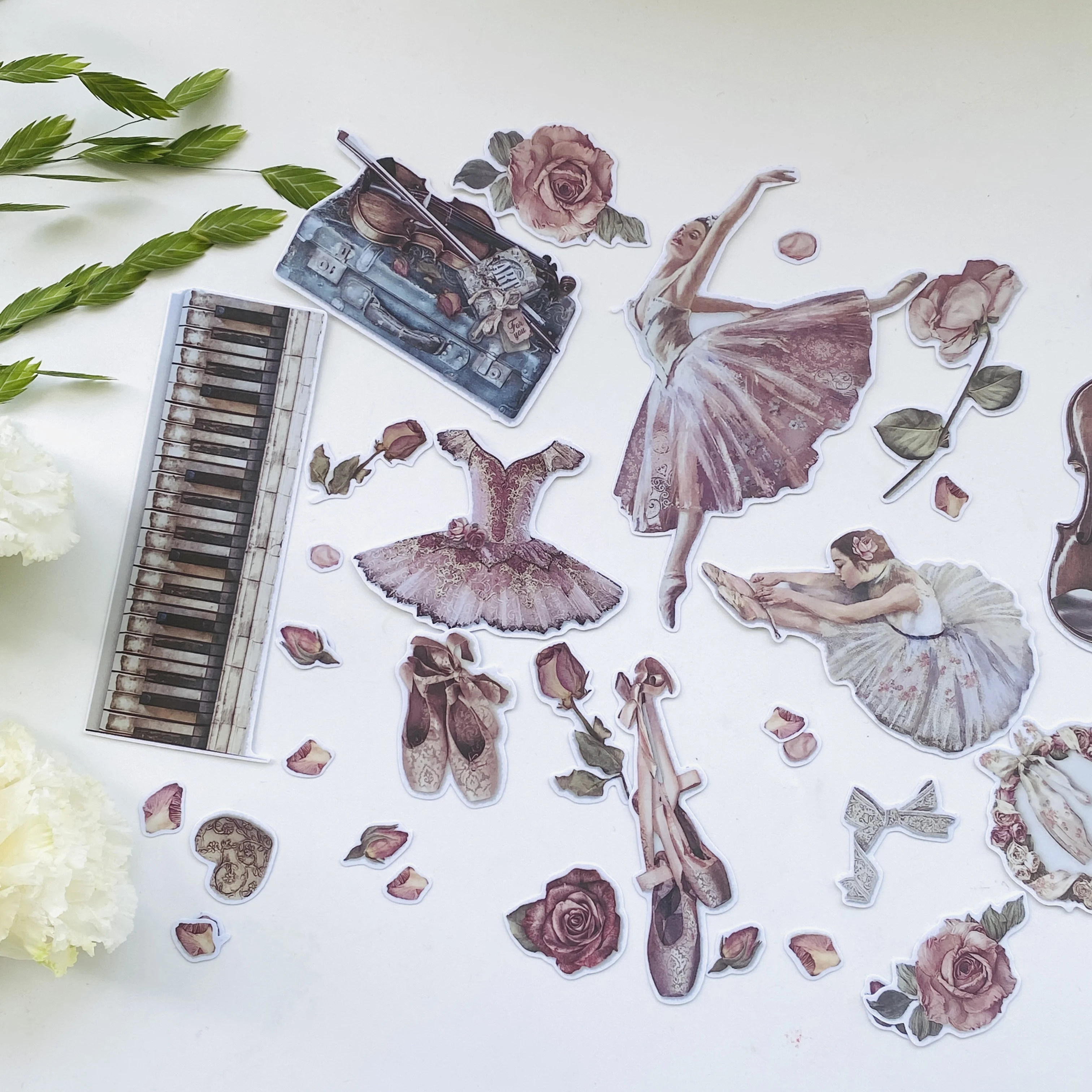 

Vintage Rose Ballerina Girl Sticker DIY Scrapbooking Journal Collage Phone Diary Album Happy Plan Gift Seal Decoration