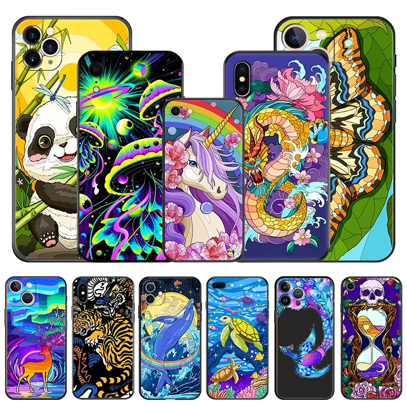 Мягкие телефонные чехлы для iphone 16 15 14 13 12 11 Pro XS Max Mini XR 7 8 Plus 16P абстрактный гриб