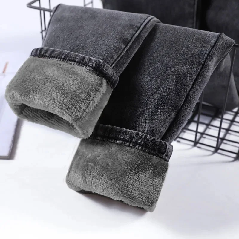 Женские джинсы с высокой талией новинка 2022 Зимние флисовые теплые брюки-карандаш