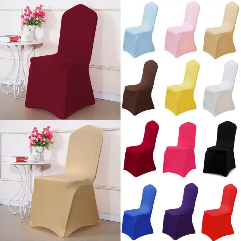 Fashion Brief Solid Chair Covers Spandex Stretchy Slip Cover Wedding Banquet Dining Chair Covers Party Kitchen Seat Covers