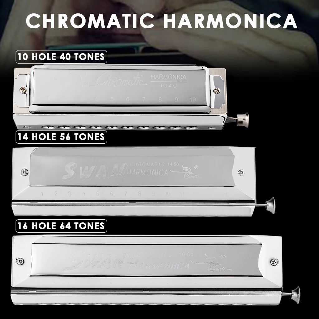 NAOMI SWAN 16 Hole 64 Tone Chromatic Harmonica C Tone Harmonica SW1664 Model For Children Beginner Musical Beginner Education enlarge