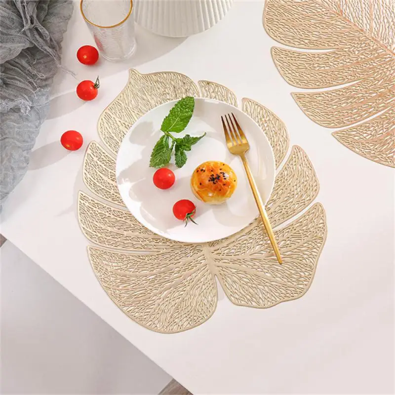 

Cute Nordic Hollow Pvc Simulation Turtle Back Leaf Food Mat Household Waterproof Oil-proof Gilding Heat Insulation Table Mat