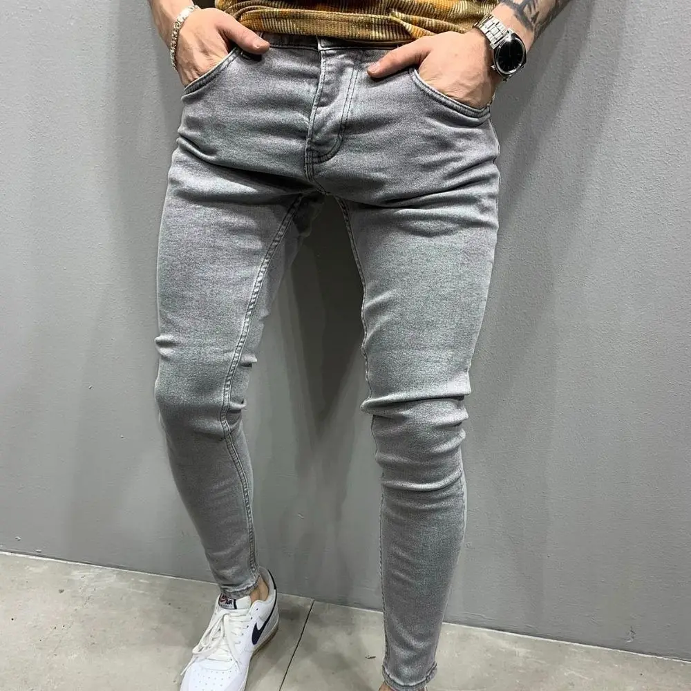 2022 New Men's Skinny Stretch Jeans Hawaii Spring And Autumn Casual Jeans Pants Trend Men's European And American Fashion