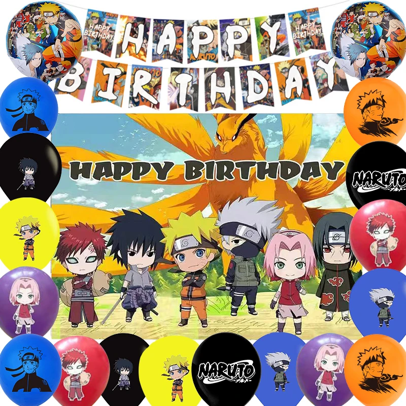 

Воздушный шар ниндзя в стиле аниме, украшение для дня рождения, фоновые принадлежности, топперы для торта для детского праздника, детская иг...