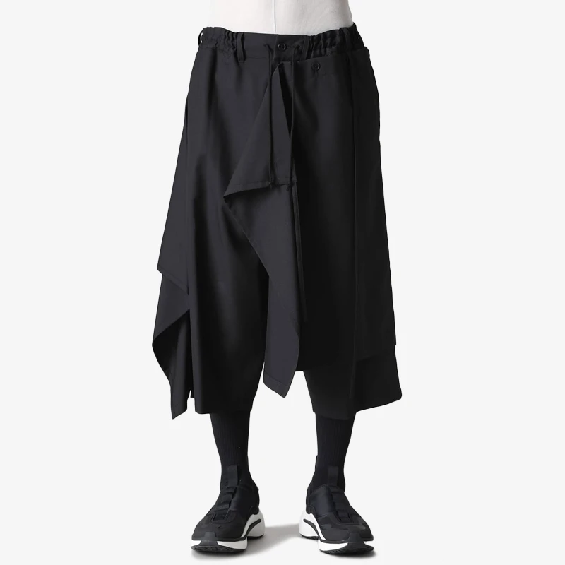 2022 New Men Clothing Yamamoto Style Detachable Multi-layer Deconstructed Capris Vertical Culottes Pants Plus Size Costume 27-46