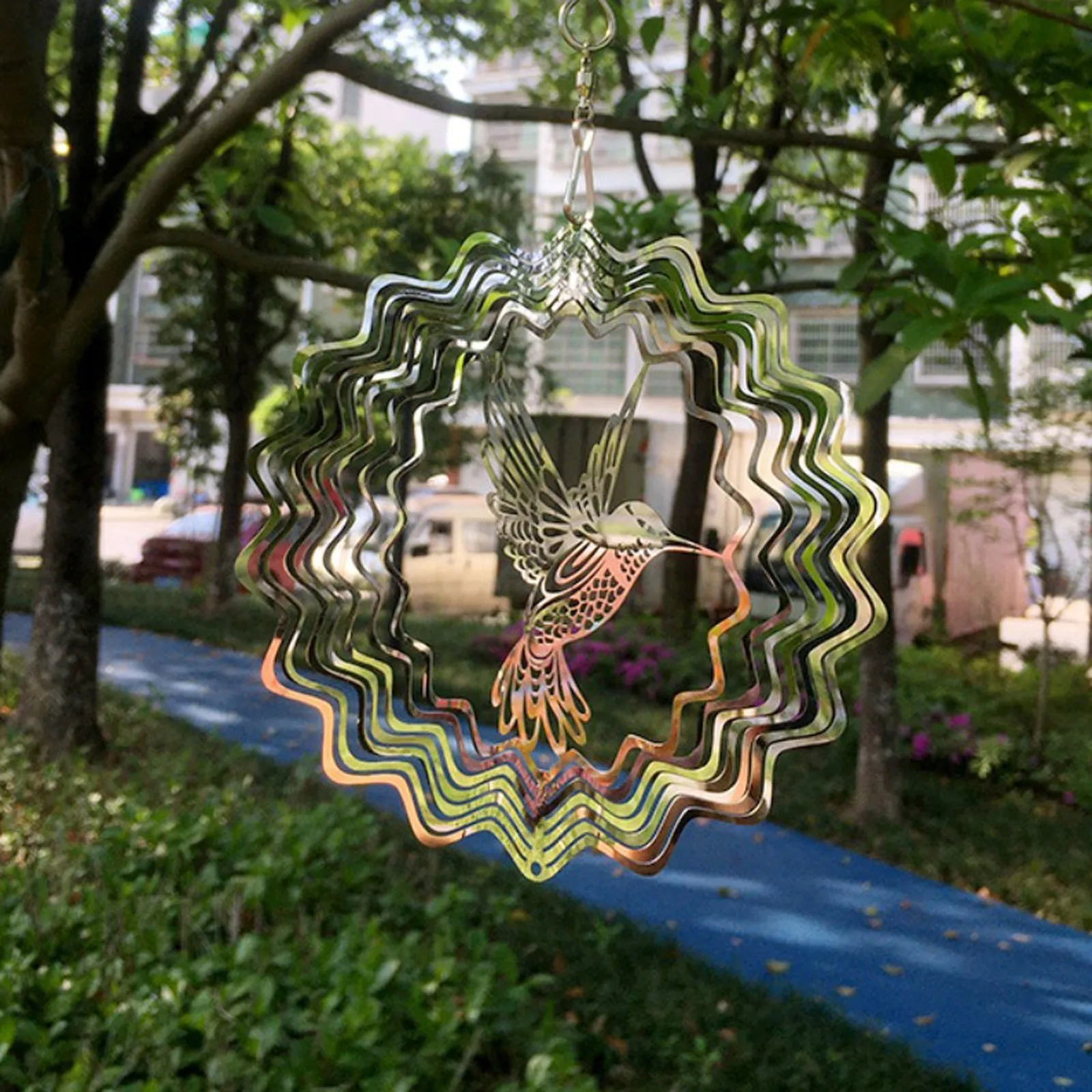

3D Wind Chimes Art Craft Stainless Steel Metal Hummingbird Indoor Outdoor Yard Garden Window Hanging Decoration Pendants